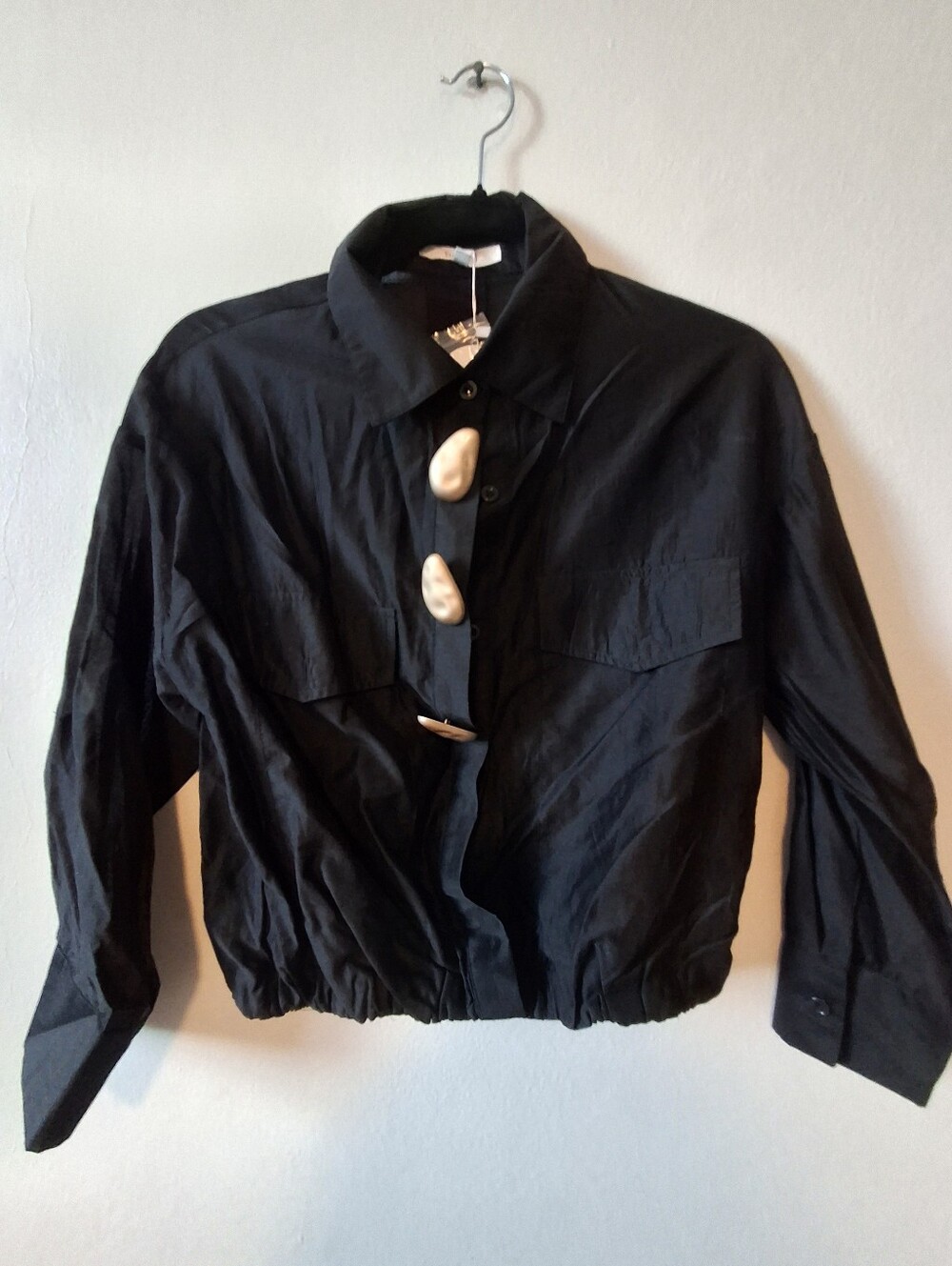 Black Women's Button-Front Blouse Jacket
